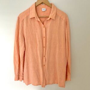Eileen Fisher Irish Linen Shirt Blouse Button Up Lagenlook Oversized beach top